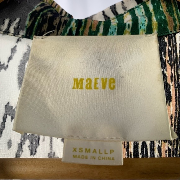 Maeve Silk Collared Sleeveless Print Dress in Peacock Size Extra Small - Picture 2 of 4